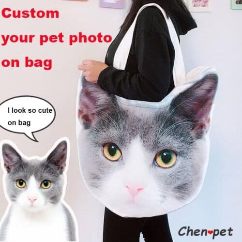 Custom Bag Personalized Shopping Bags Customize Dog Cat Photo on Bags Shopping Tote Animal Handbag Market Organizer Pouch Purse