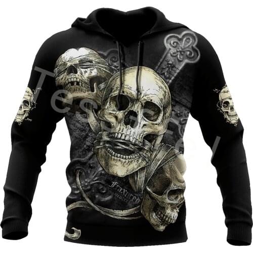 Tessffel Crazy Skull Tattoo Camo 3D Printed Hoodies Sweatshirts Zip Hooded For Men And Women Casual Streetwear Style-S18