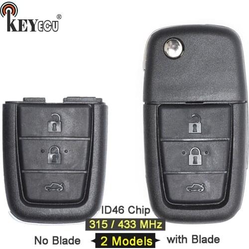 KEYECU 315MHz/ 433MHz CAN ID46 Chip FCC: 0UC6000083 Flip Folding 3+1 4 Button Remote Car Key Fob for Pontiac G8 No/ With Blade