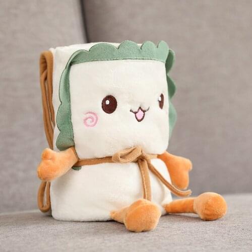Lovely Bread Roll Blanket Dolls Kawaii Cartoon Toast Flannel Blanket Children Girls Shawl Lunch Break Blanket Xmas Gift