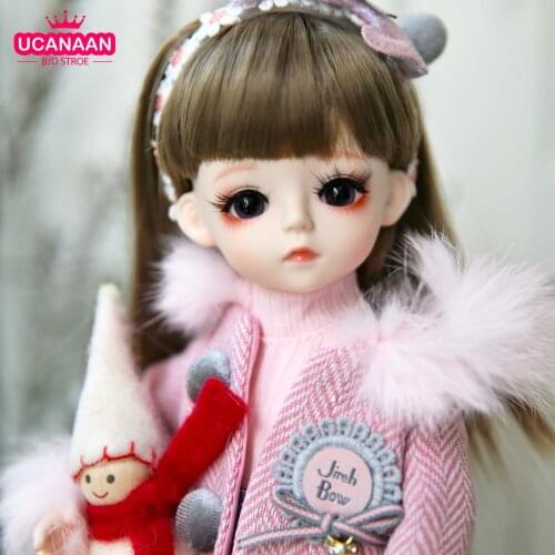 UCanaan BJD Doll 1/6 Ball Jointed Dolls With Pink Clothes Set Shoes Wig Makeup 30CM Girls Toys Children Christmas Xmas Gifts