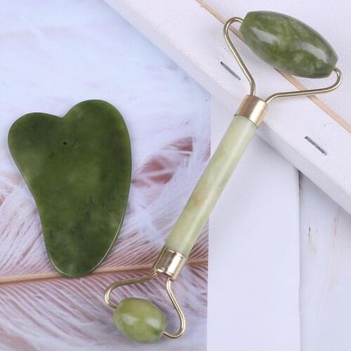HOT Facial Massage Jade Stone Roller Face Natural Jade Roller Massager Guasha Scraper Lift Beauty Slimming Tools Skin Relaxation