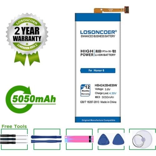 LOSONCOER Battery 5050mAh HB4242B4EBW Battery For Huawei Honor 6 H60-L01 H60-L02 H60-L11 H60-L04 Honor 4X Che2-l11 Battery