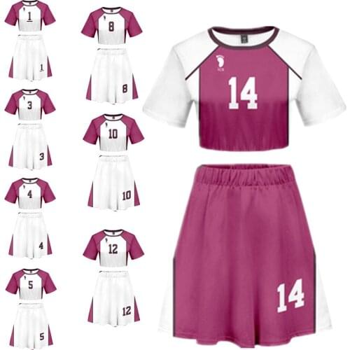 Fashion Clothing Short Sleeve T-shirt Skirt Haikyuu Cosplay Anime Periphery Summer Exposed Navel Two Piece Set Harajuku Costumes