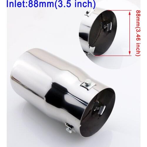 Tail Exhaust Tips Silencer Pipe Part 88mm Inlet 3.5" Inch Car Tail End Accessories Rear Muffler Cover Trims Decoration