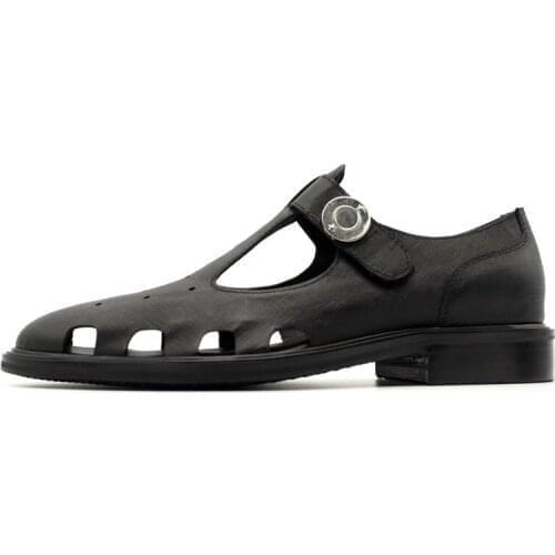 2020 New Vintage Hollow Out Buckle Comfortable Men Sandals Top Quality Genuine Leather Breathable Dress Shoes for Male Plus Size