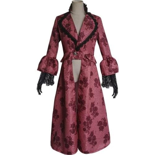 2020 new punk carnival womens long gothic jacket coat dress black steampunk costume