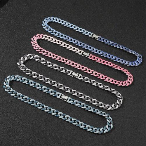 Sweetheart Boyfriend Girlfriend Hip Hop Cuban Chains Necklace & Bracelet Enamel Paint Fashion Charm Jewelry Valentines Day Gift