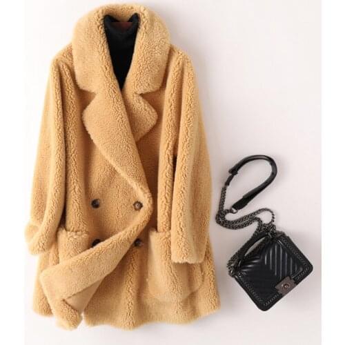 Faux Fur Coat Women Loose Turn-Down Collar Winter Casual Plus size Overcoat Thick Warm Particles Sheep Shearling Coat Women H674