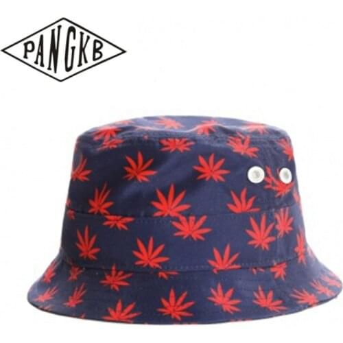 PANGKB BUDZ N STRIPES Bucket Hat for men women bucket cap fashion girl Maple leaves bob hat hip hop gorros fishing fisherman hat