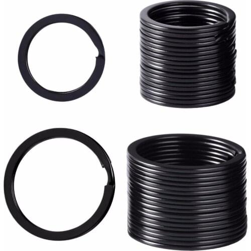 Flat Key Rings Metal Keychain Rings Split Keyrings for Home Car Keys Attachment, 1 and 1.25 Inch, Black, 40 Pieces