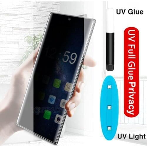 Full Liquid Glue UV Privacy Screen Protector For Samsung Galaxy Note 8 9 10 20 S8 S9 S10 S20 Plus Ultra Tempered Glass Anti Spy