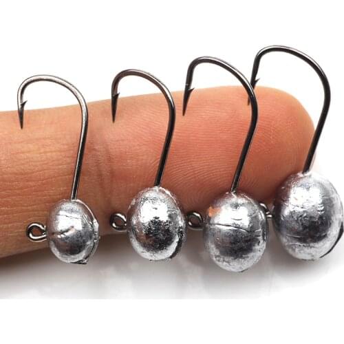 Rompin 10pcs/Lot 2g 3g 4g 5g small lead head jig hook Fishing Hook soft worm lure Bait Micro oval egg Lead fly Fishing Tackle