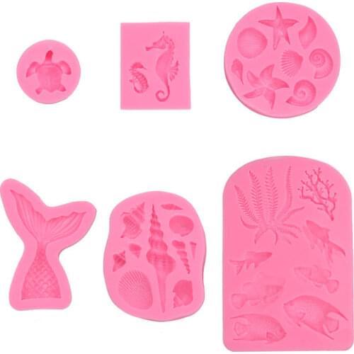 DIY Shell Starfish Conch Silicone Chocolate Mold Mermaid Tail Chocolate Cake Decoration Tools Clay Resin Art Moulds