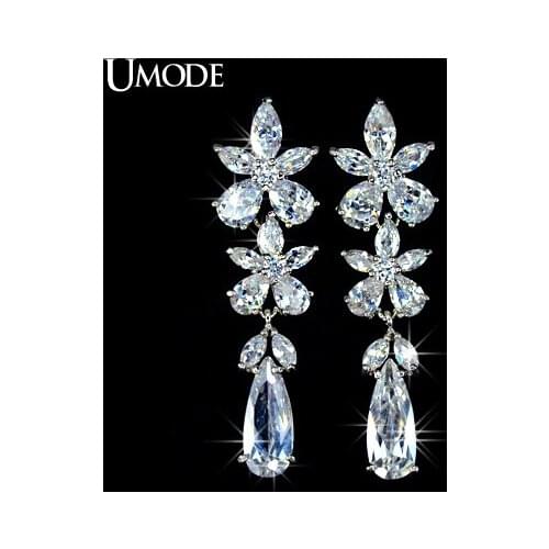 UMODE For Party and Wedding Flower Pure CZ Cubic Zirconia Dangling Earring UE0024