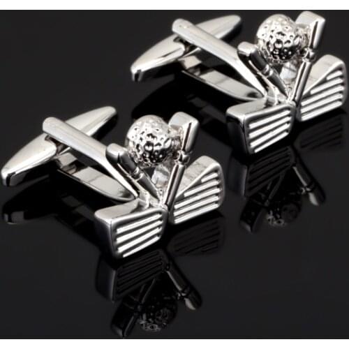 High quality silvery golf Cufflinks for men fashion Sport Series design top quality copper hotsale cufflinks whoelsale&retail