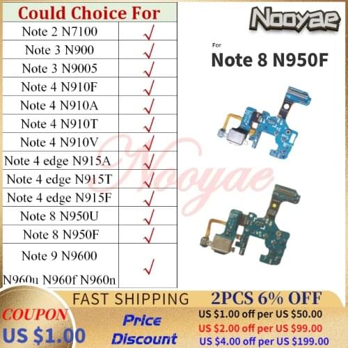 For Samsung Galaxy Note 2 3 4 8 9 Edge N9600 N960u N960f N960n N9100 Charger Port Board USB Charging Flex Cable Microphone Mic