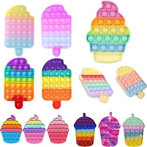 Rainbow Fidget Toys Push Bubble Sensory Squishy Stress Reliever Autism Needs Anti-stress Pops Toys for Adult Children
