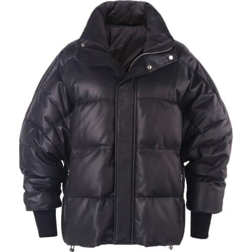 YOLOAgain Oversized Winter Warm Women Genuine Leather Jacket Ladies Real Leather Coat