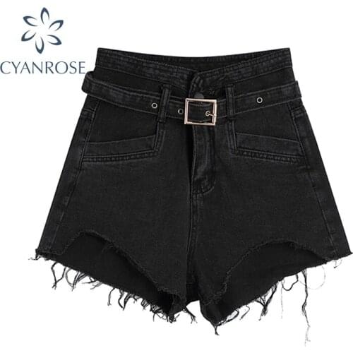 2021 Korean Vintage Streetwear Women Denim Shorts With Belt Summer Fashion Harajuku High Waist Loose Casual Jean Shorts Female