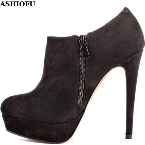 ASHIOFU Handmade High Heel Pumps Low-cut Party Prom Dress Shoes Platform Round-toe Large Size Evening Fashion Pumps Shoes XD283