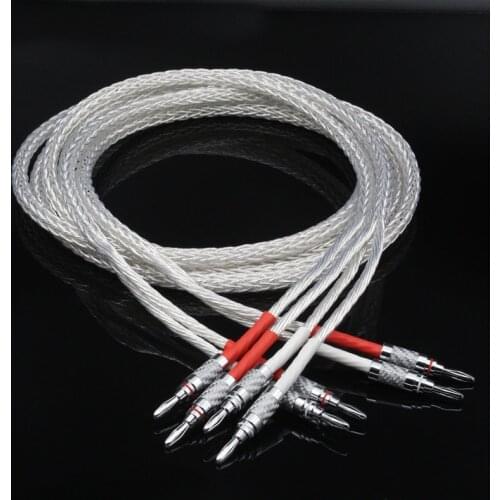 1Pair 8ag OCC Silver-plated Hifi Speaker Cable High Performance Speaker Amplifier sound Connecting line with Kimber Banan
