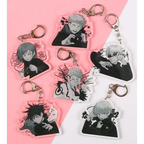 1Pcs Jujutsu Kaisen Gojo Satoru Keychains Yuji Itadori Megumi Fushiguro Nobara Kugisaki Acrylic Double Sided Cosplay Props
