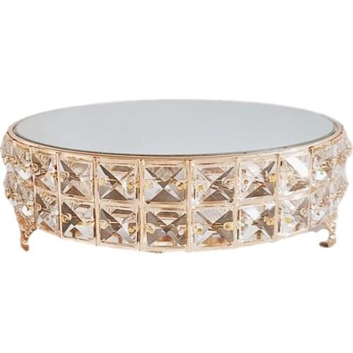 1pcs gold silver color Square Crystal wedding cake stand new cake plate