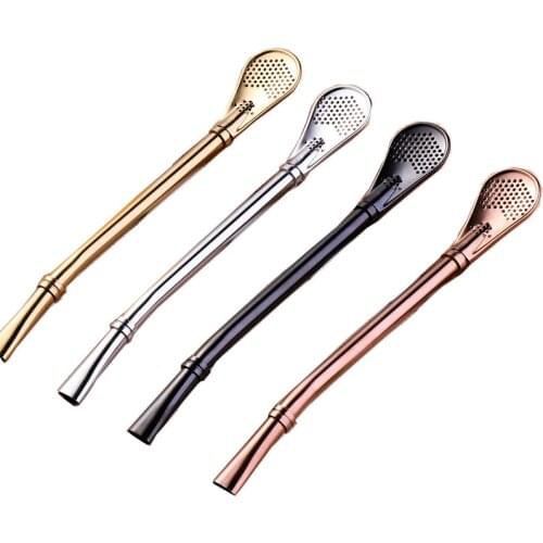 100Pcs Drinking Straw Stainless Steel Yerba Mate Straw Gourd Bombilla Filter Spoons Reusable Metal Pro Tea Tools Bar Accessories