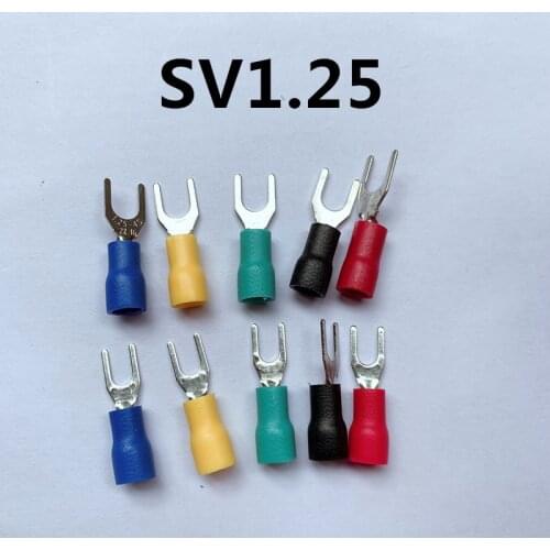 100pcs SV1.25-3 SV1.25-4 SV1.25-5 SV1.25-6 Insulated Fork Cable Wire Terminal Connector Electrical Crimp Terminal 100pcs