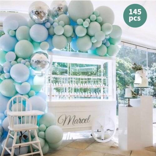 145pcs Balloon Arch Macaron Aqua Blue Silver Balloon Garland Balloon Wedding Wedding Decoration Stand Birthday Party Decor