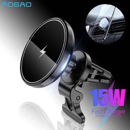 15W Magnetic Wireless Car Charger Mount For iPhone 12 Pro Max Mini Samsung S21 S20 Air Vent Qi Fast Charging Phone Holder Stand