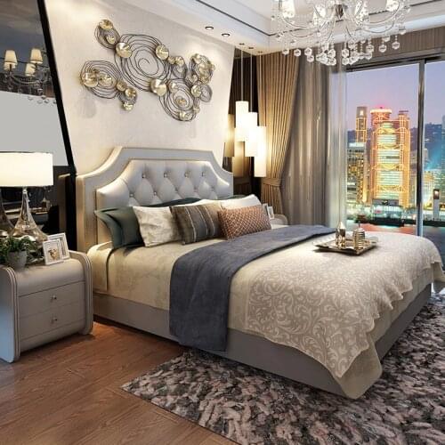 180X200cm American design fabric sleeping soft bed King size bedroom furniture