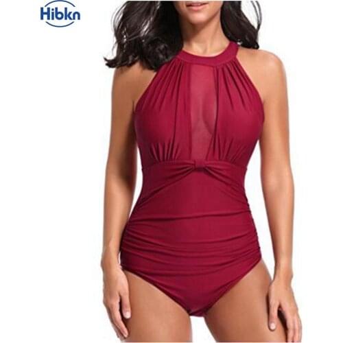 2021 plus size Mesh one piece swimsuit plus size halter swimwear large sizes mesh monokini V-Neck swimsuit women black swimwear