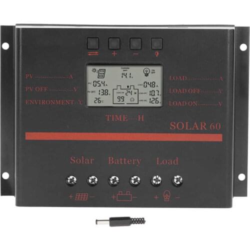 DC 12V 24V Solar Charge Controller 60A PWM Automatic Memory Data Storage Regulator Controller