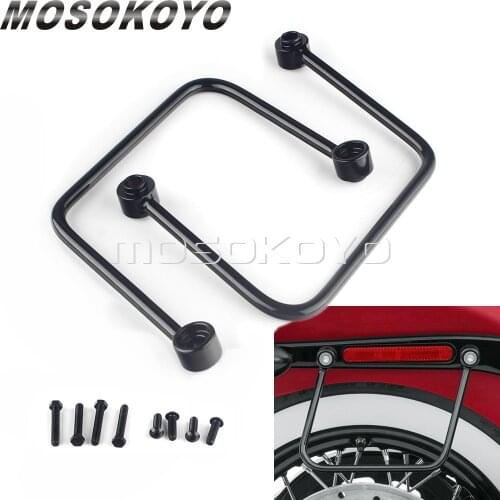 Gloss Black Motorcycle Steel Rear Saddlebags Saddle Bags Brackets Support for Harley Softail Slim FLSL Street Bob FXBB 2018-2021
