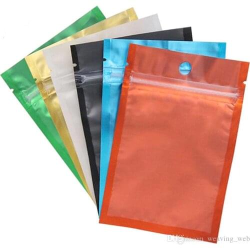 Colored Aluminum Foil bag Resealable Zip bag One side clear Back plastic packing bag Smell Proof Pouches