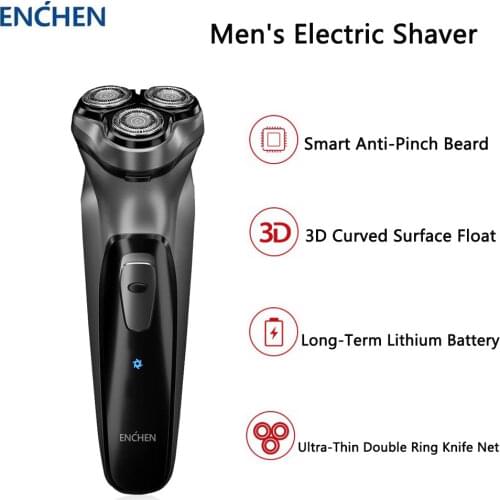 Enchen Electric Shavers Washable Beard Trimmer For Men Rotary 3D Floating Three-Blade Home Portable Razor Smart Anti-Pinch Beard