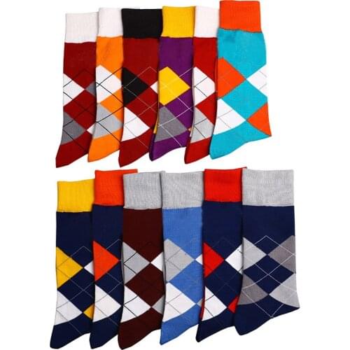 Hot Sale Casual Mens Sport Socks National Football Soccer Long Socks New Autumn And Winter Plaid Multi-color Retro Cotton socks