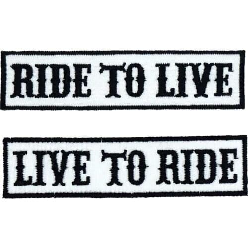 LIVE TO RIDE name tags Embroidered Applique Sewing Label punk biker Patches Clothes Stickers Apparel Accessories Badge