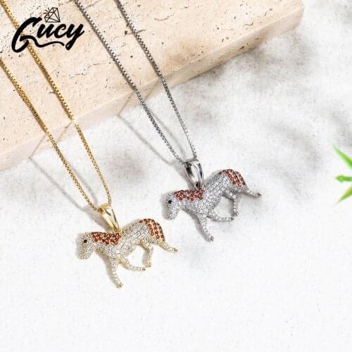 GUCY 925 Sterling Silver Animal Horse Pendant Micro Inlay Personality Fashion Simplicity Necklace Jewelry Pendant