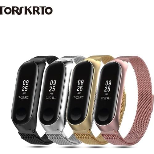 Magnet Metal Stainless Steel Strap For Xiaomi Mi Band 3 Mi Band 4 Miband 3 Bracelet For Xiaomi Mi Band 4