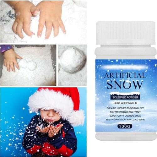 Instant Fake Snow Powder Expand 100 Time Artificial Snow Coagulant Add Water 50g 100g For Decarating