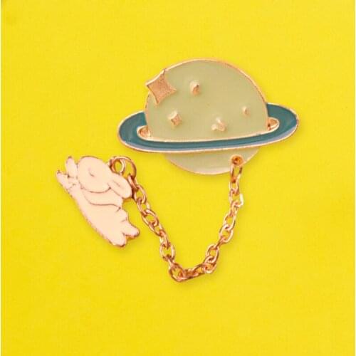 Cute Rabbit Badges for Backpack Planet Badge Jewelry Enamel Pins Clothes Lapel Pin Badges Metal for Clothes Brooches Accessories