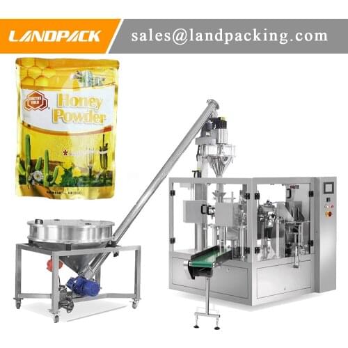 Multi-Function Automatic Honey Powder Stand Up Pouch Filling And Sealing Machine Different Powder Rotary Packing Machine