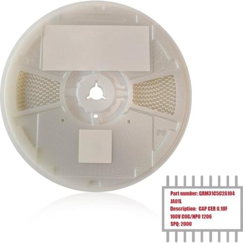 My Group Asia 2000PCS GRM31C5C2A104JA01L Surface Mount MLCC0.1UF ±5% 100V C0G, NP0 1206 (3216 Metric) Ceramic Capacitor in Stock