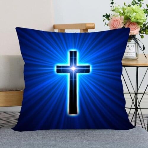New Arrival Glowing Cross Pillowcase Wedding Decorative Pillow Cover Custom Printed Soft Satin Fabric Pillow Cases Not Fade