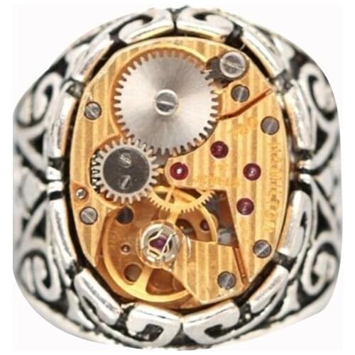 New Punk Vintage Geometry Gear Ring For Women Totem Ring Handmade Morgan Hip Hop Gold Retro Silver 2 Colors Rings Mens