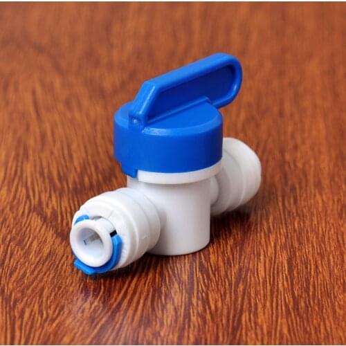 Fit 1/4" 6.35mm OD Tube Tap Shut off Ball Valve POM Quick Fitting Connector For Aquarium RO Water Filter Reverse Osmosis System