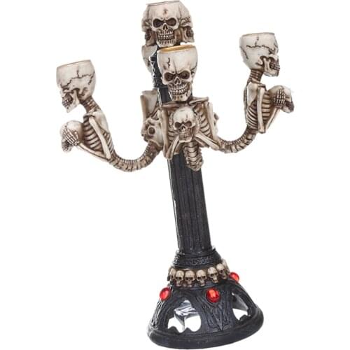 Skull Candelabra Halloween Decorative Lamp Table Centrepiece /5-arm Candle Stick Holder